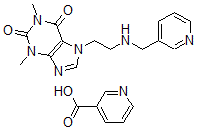 CAS#: 10058-07-8， Nicotinic Acid Compound With 3,7-Dihydro-1,3-Dimethyl-7-[2-[(3-Pyridylmethyl)Amino]Ethyl]-1H-Purine-2,6-Dione (1:1)