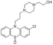 structure of CAS# 10078-25-8, Perphenazine Sulfoxide;2-[4-[3-(2-Chloro-5-Oxo-Phenothiazin-10-Yl)Propyl]Piperazin-1-Yl]Ethanol;2-[4-[3-(2-Chloro-5-Oxo-10-Phenothiazinyl)Propyl]-1-Piperazinyl]Ethanol;2-[4-[3-(2-Chloro-5-Keto-Phenothiazin-10-Yl)Propyl]Piperazin-1-Yl]Ethanol