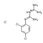 structure of CAS# 101252-14-6, Diamino-N-[N'-(2,4-Dichlorophenyl)Carbamimidoyl]Methaniminium Chloride;1-(2,4-Dichlorophenyl)biguanide hydrochloride;MFCD00203356;N-(2,4-di<wbr>chlorophe<wbr>nyl)imido<wbr>dicarboni<wbr>midic dia<wbr>mide hydr<wbr>ochloride
