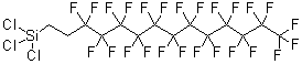 structure of CAS# 102488-50-6, Trichloro(3,3,4,4,5,5,6,6,7,7,8,8,9,9,10,10,11,11,12,12,13,13,14,14,14-Pentacosafluorotetradecyl)Silane;1H,1H,2H,2H-Perfluorotetradecyltrichlorosilane;1H,1H,2H,2H-Perfluorotetradecyltrichlorosilane 97%;MFCD07368764