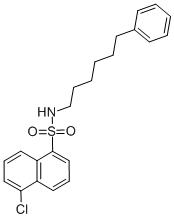 structure of CAS# 102649-78-5, 5-Chloro-N-(6-Phenylhexyl)Naphthalene-1-Sulfonamide;5-Chloro-N-(6-Phenylhexyl)-1-Naphthalenesulfonamide;Ncgc00024588-01;Tocris-0433
