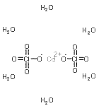 structure of CAS# 10326-28-0, Cadmium Perchlorate Hydrate (1:2:6);Cadmium Perchlorate Hexahydrate;Cadmium(ii) perchlorate hexahydrate;InChI=1/C<wbr>d.2ClHO4.<wbr>6H2O/c;2*<wbr>2-1(3,4)5<wbr>;/h;<wbr>2*(H,2,3,<wbr>4,5);6*1H<wbr>2/q+2;<wbr>;/p-2/<wbr>fCd.2ClO4<wbr>.6H2O/qm;<wbr>2*-1