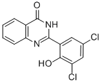 structure of CAS# 1033-16-5, 2-(3,5-Dichloro-2-Hydroxyphenyl)-4(3H)-Quinazolinone;(2E)-2-(3,5-Dichloro-6-Keto-1-Cyclohexa-2,4-Dienylidene)-1H-Quinazolin-4-One;2-(3,5-Dichloro-2-Hydroxyphenyl)-4(1H)-Quinazolinone;4(1H)-Quinazolinone, 2-(3,5-Dichloro-2-Hydroxyphenyl)-