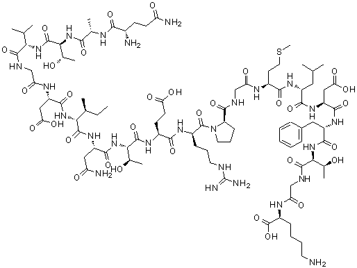 结构式 CAS# 104360-70-5, L-谷氨酰胺酰-L-丙氨酰-L-别苏氨酰-L-缬氨酰甘氨酰-L-alpha-天冬氨酰-D-别异亮氨酰-L-天冬氨酰胺酰-L-苏氨酰-L-alpha-谷氨酰-D-精氨酰-D-脯氨酰甘氨酰-L-蛋氨酰-D-亮氨酰-L-alpha-天冬氨酰-L-苯基丙氨酰N基-L-别苏氨酰甘氨酰-L-赖氨酸