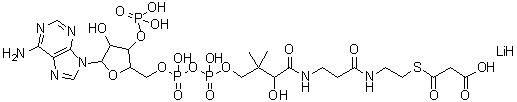 结构式 CAS# 108347-84-8, 丙二酰辅酶 A 锂盐