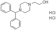 structure of CAS# 108983-83-1, 2-[4-(Diphenylmethyl)-1-Piperazinyl]Ethanol Dihydrochloride;1-dipheny<wbr>lmethyl-4<wbr>-(2-hydro<wbr>xyethyl)p<wbr>iperazine<wbr> dihydroc<wbr>hloride;4-(Diphenylmethyl)-1-piperazineethanol dihydrochloride;4-(DIPHENYLMETHYL)-1-PIPERAZINEETHANOLDIHYDROCHLORIDE