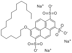 structure of CAS# 111024-84-1, 8-(Octadecyloxy)-1,3,6-Pyrenetrisulfonic Acid Sodium Salt (1:3)