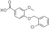 structure of CAS# 113457-27-5, 4-[(2-Chlorobenzyl)Oxy]-3-Methoxybenzoic Acid;4-[(2-Chlorobenzyl)oxy]-3-methoxybenzoic acid;4-[(2-Chlorobenzyl)oxy]-3-methoxybenzoicacid;4-[(2-chlorophenyl)methoxy]-3-methoxybenzoic acid
