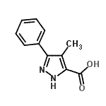 structure of CAS# 1136-76-1, 4-Methyl-3-Phenyl-1H-Pyrazole-5-Carboxylic Acid;4-methyl-3-phenylpyrazole-5-carboxylic acid;4-Methyl-5-phenyl-2H-pyrazole-3-carboxylic acid;MFCD07798120