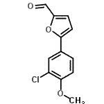 structure of CAS# 124014-00-2, 5-(3-Chloro-4-Methoxyphenyl)-2-Furaldehyde;\red0\green0\blue0;\viewkind<wbr>4\uc1\par<wbr>d\cf1\f0\<wbr>fs22 5-(3<wbr>-Chloro-4<wbr>-methoxyp<wbr>henyl)-2-<wbr>furancarb<wbr>oxaldehyd<wbr>e\cf0\f1\<wbr>fs17\par;{\colortbl