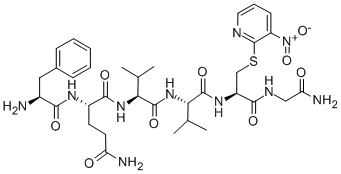 结构式 CAS# 128102-74-9, 苯丙氨酰-谷氨酰胺酰-缬氨酰-缬氨酰-S-(3-硝基-2-吡啶亚磺酰)半胱氨酰-甘氨酰胺