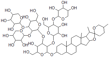 CAS#: 128232-92-8， (3beta,5alpha,25R)-Spirostan-3-Yl O-beta-D-Xylopyranosyl-(1-3)-O-beta-D-Galactopyranosyl-(1-2)-O-(O-beta-D-Xylopyranosyl-(1-2)-O-(beta-D-Xylopyranosyl-(1-3))-beta-D-Glucopyranosyl-(1-3))-beta-D-Glucopyranoside