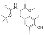结构式 CAS# 128781-80-6, N-[(1,1-二甲基乙氧基)羰基]-3,5-二碘-L-酪氨酸甲酯