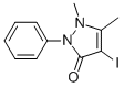 structure of CAS# 129-81-7, 1,2-Dihydro-4-Iodo-1,5-Dimethyl-2-Phenyl-3H-Pyrazol-3-One;4-Iodo-1,5-Dimethyl-2-Phenyl-Pyrazol-3-One;4-Iodo-1,5-Dimethyl-2-Phenyl-3-Pyrazolone;Zinc00061485