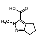 结构式 CAS# 129560-01-6, 2-甲基-2,4,5,6-四氢环戊烯并[c]吡唑-3-羧酸