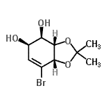 structure of CAS# 130669-72-6, (3aS,4R,5R,7aS)-7-Bromo-2,2-Dimethyl-3A,4,5,7A-Tetrahydro-1,3-Benzodioxole-4,5-Diol;[3aS-(3aÎ<wbr>±,4Î±,5Î±<wbr>,7aÎ±)]-7<wbr>-Bromo-3a<wbr>,4,5,7a-t<wbr>etrahydro<wbr>-2,2-dime<wbr>thyl-1,3-<wbr>benzodiox<wbr>ole-4,5-d<wbr>iol;[3aS-(3aα<wbr>,4α,5α,7a<wbr>α)]-7-Bro<wbr>mo-3a,4,5<wbr>,7a-tetra<wbr>hydro-2,2<wbr>-dimethyl<wbr>-1,3-benz<wbr>odioxole-<wbr>4,5-diol;490350_ALDRICH