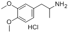 structure of CAS# 13078-75-6, 3,4-Dimethoxy-alpha-Methyl-Benzeneethanamine Hydrochloride (1:1);[2-(3,4-Dimethoxyphenyl)-1-Methyl-Ethyl]Amine Hydrochloride;Wln: Zy1&1R Co1 Do1 &Gh;Benzeneethanamine, 3,4-Dimethoxy-Alpha-Methyl-, Hydrochloride (9Ci)