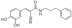 structure of CAS# 133550-34-2, (2E)-2-Cyano-3-(3,4-Dihydroxyphenyl)-N-(3-Phenylpropyl)-2-Propenamide;Tyrphostin  B46,  N-(3Μ-Phenylpropyl)-3,4-Dihydroxybenzylidenecyanoacetamide;(E)-2-CYANO-3-(3,4-DIHYDROXYPHENYL)-N-(3-PHENYLPROPYL)-2-PROPENAMIDE;N-(3'-PHENYLPROPYL)-3,4-DIHYDROXYBENZYLIDENECYANOACETAMIDE