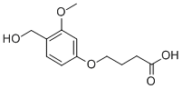 structure of CAS# 136849-75-7, 4-[4-(Hydroxymethyl)-3-Methoxyphenoxy]-Butanoic Acid;HMPB Linker, 4-(4-Hydroxymethyl-3-Methoxyphenoxy)-Butyric Acid;4-(4-Hydroxymethyl-3-Methoxyphenoxy)-Butyricacid(HMPB);Butanoic Acid, 4-[4-(Hydroxymethyl)-3-Methoxyphenoxy]-