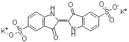 structure of CAS# 13725-33-2, Dipotassium (2E)-3-Oxo-2-(3-Oxo-5-Sulfonato-1,3-Dihydro-2H-Indol-2-Ylidene)-5-Indolinesulfonate;Indigodisulfonic Acid Dipotassium Salt
