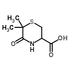 structure of CAS# 14226-94-9, 6,6-Dimethyl-5-Oxo-3-Thiomorpholinecarboxylic Acid;(3S)-6,6-dimethyl-5-oxothiomorpholine-3-carboxylic acid;6,6-dimethyl-5-oxo-1,4-thiazaperhydroine-3-carboxylic acid;6,6-dimethyl-5-oxo-3-thiomorpholinecarboxylic acid