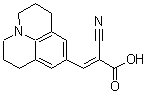 structure of CAS# 142978-18-5, (2E)-2-Cyano-3-(2,3,6,7-Tetrahydro-1H,5H-Pyrido[3,2,1-Ij]Quinolin-9-Yl)Acrylic Acid;9- JULOLIDINE;9-([E]-2-Carboxy-2-cyanovinyl)julolidine;9-(2-Carboxy-2-cyanovinyl)julolidine