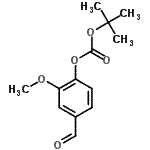 structure of CAS# 145361-91-7, 4-Formyl-2-Methoxyphenyl 2-Methyl-2-Propanyl Carbonate;O-T-Boc-Vanillin;MFCD00191879;ZINC00056941
