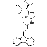 structure of CAS# 145484-45-3, (2S)-2-[(3R)-3-{[(9H-Fluoren-9-Ylmethoxy)Carbonyl]Amino}-2-Oxo-1-Pyrrolidinyl]-3-Methylbutanoic Acid;Fmoc-Freidinger's lactam;Fmoc-Gly-Val Freidinger's lactam;N-Fmoc-Freidinger's lactam