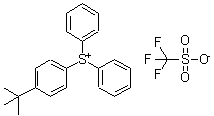 structure of CAS# 145612-66-4, [4-(2-Methyl-2-Propanyl)Phenyl](Diphenyl)Sulfonium Trifluoromethanesulfonate;(4-tert-Butylphenyl)diphenylsulfonium triflate;(4-tert-B<wbr>utylpheny<wbr>l)dipheny<wbr>lsulfoniu<wbr>m trifluo<wbr>romethane<wbr>sulfonate;(4-TERT-BUTYLPHENYL)DIPHENYLSULFONIUMTRIFLATE
