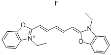 结构式 CAS# 14806-50-9, 3-乙基-2-[5-(3-乙基-2(3H)-苯并恶唑亚基)-1,3-戊二烯-1-基]-苯并恶唑鎓碘化物(1:1)