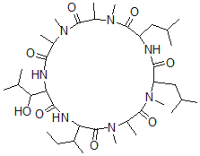 结构式 CAS# 148619-41-4, 15-丁烷-2-基-18-(1-羟基-2-甲基丙基)-1,3,4,10,12,13,21-七甲基-6,9-二(2-甲基丙基)-1,4,7,10,13,16,19-七氮杂环二十一烷-2,5,8,11,14,17,20-七酮