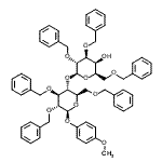 structure of CAS# 150412-81-0, 4-Methoxyphenyl 2,3,6-Tri-O-Benzyl-4-O-(2,3,6-Tri-O-Benzyl-beta-D-Galactopyranosyl)-beta-D-Glucopyranoside;Gal[236Bn]β(1-4)Glc[236Bn]-β-MP