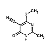 structure of CAS# 15908-63-1, 4-Hydroxy-2-Methyl-6-(Methylsulfanyl)-5-Pyrimidinecarbonitrile;2-methyl-<wbr>4-(methyl<wbr>sulfanyl)<wbr>-6-oxo-1,<wbr>6-dihydro<wbr>-5-pyrimi<wbr>dinecarbo<wbr>nitrile;2-Methyl-<wbr>4-(methyl<wbr>sulfanyl)<wbr>-6-oxo-1,<wbr>6-dihydro<wbr>-5-pyrimi<wbr>dinecarbo<wbr>nitrile #;2-methyl-6-methylthio-4-oxo-3-hydropyrimidine-5-carbonitrile