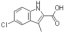 结构式 CAS# 16381-47-8, 5-氯-3-甲基-1H-吲哚-2-羧酸