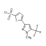 structure of CAS# 166964-31-4, 5-[1-Methyl-5-(Trifluoromethyl)-1H-Pyrazol-3-Yl]-2-Thiophenesulfonyl Chloride;2-(Chloro<wbr>sulphonyl<wbr>)-5-[1-me<wbr>thyl-5-(t<wbr>rifluorom<wbr>ethyl)-1H<wbr>-pyrazol-<wbr>3-yl]thio<wbr>phene, 3-<wbr>[5-(Chlor<wbr>osulphony<wbr>l)thien-2<wbr>-yl]-1-me<wbr>thyl-5-(t<wbr>rifluorom<wbr>ethyl)-1H<wbr>-pyrazole;2-[1-Meth<wbr>yl-5-(tri<wbr>fluoromet<wbr>hyl)-1H-p<wbr>yrazol-3-<wbr>yl]thioph<wbr>ene-5-sul<wbr>fonyl chl<wbr>oride;2-[1-Meth<wbr>yl-5-(tri<wbr>fluoromet<wbr>hyl)-1H-p<wbr>yrazol-3-<wbr>yl]thioph<wbr>ene-5-sul<wbr>phonyl ch<wbr>loride