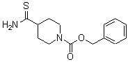 structure of CAS# 167757-46-2, 4-(Aminothioxomethyl)-1-Piperidinecarboxylic Acid Phenylmethyl Ester;Benzyl 4-[Amino(Thiocarbonyl)]Piperidine-1-Carboxylate;Piperidine-4-Thiocarboxamide, N1-CBZ Protected 97%;Piperidine-4-Thiocarboxamide, N1-CBZ Protected