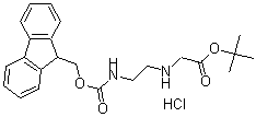 structure of CAS# 169396-88-7, N-[2-[[(9H-Fluoren-9-Ylmethoxy)Carbonyl]Amino]Ethyl]-Glycine 1,1-Dimethylethyl Ester Hydrochloride (1:1);N-[2-(Fmoc-Amino)-Ethyl]Glycine  Tert-Butylester  Hydrochloride,  Tert-Butyl  [2-(Fmoc-Amino)Ethylamino]Acetate  Hydrochloride;N-[2-(FMOC-AMINO)-ETHYL]GLYCINE TERT-BUTYL ESTER HYDROCHLORIDE;TERT-BUTYL [2-(FMOC-AMINO)ETHYLAMINO]ACETATE HYDROCHLORIDE