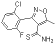 structure of CAS# 175204-42-9, 3-(2-Chloro-6-Fluorophenyl)-5-Methyl-4-Isoxazolecarbothioamide;3-(2-CHLORO-6-FLUOROPHENYL)-5-METHYLISOXAZOLE-4-THIOCARBOXAMIDE;3-(2-CHLORO-6-FLUOROPHENYL)-5-METHYLISOXAZOLE-4-CARBOTHIOAMIDE;3-(2-CHLORO-6-FLUOROPHENYL)-5-METHYL-4-ISOXAZOLECARBOTHIOAMIDE
