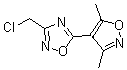 structure of CAS# 175205-42-2, 3-(Chloromethyl)-5-(3,5-Dimethyl-4-Isoxazolyl)-1,2,4-Oxadiazole;3-(CHLOROMETHYL)-5-(3,5-DIMETHYLISOXAZOL-4-YL)-1,2,4-OXADIAZOLE