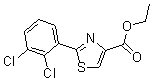 structure of CAS# 175276-86-5, 2-(2,3-Dichlorophenyl)-4-Thiazolecarboxylic Acid Ethyl Ester;ETHYL 2-(2,3-DICHLOROPHENYL)-1,3-THIAZOLE-4-CARBOXYLATE;ETHYL 2-(2,3-DICHLOROPHENYL)THIAZOLE-4-CARBOXYLATE