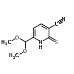 structure of CAS# 175277-24-4, 6-(Dimethoxymethyl)-2-Thioxo-1,2-Dihydro-3-Pyridinecarbonitrile;3-PYRIDIN<wbr>ECARBONIT<wbr>RILE,6-(D<wbr>IMETHOXYM<wbr>ETHYL)-1,<wbr>2-DIHYDRO<wbr>-2-THIOXO-;6-(Dimethoxymethyl)-2-sulfanylpyridine-3-carbonitrile;6-(Dimethoxymethyl)-2-sulphanylpyridine-3-carbonitrile