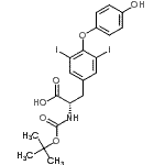 structure of CAS# 178877-78-6, O-(4-Hydroxyphenyl)-3,5-Diiodo-N-{[(2-Methyl-2-Propanyl)Oxy]Carbonyl}-L-Tyrosine;(S)-2-((t<wbr>ert-butox<wbr>ycarbonyl<wbr>)amino)-3<wbr>-(4-(4-hy<wbr>droxyphen<wbr>oxy)-3,5-<wbr>diiodophe<wbr>nyl)propa<wbr>noic acid;Boc-3,5-diiodo-L-thyronine;MFCD02682264