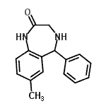 structure of CAS# 17972-75-7, 7-Methyl-5-Phenyl-1,3,4,5-Tetrahydro-2H-1,4-Benzodiazepin-2-One;7-Methyl-<wbr>5-phenyl-<wbr>1,3,4,5-t<wbr>etrahydro<wbr>-benzo[e]<wbr>[1,4]diaz<wbr>epin-2-one;BAS 00462484;MLS000068870