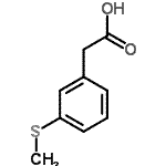 structure of CAS# 18698-73-2, [3-(Methylsulfanyl)Phenyl]Acetic Acid;3- PHENYLACETICACID;3-(Methyl<wbr>mercapto)<wbr>phenylace<wbr>tic acid,<wbr> 3-(Methy<wbr>lsulphany<wbr>l)phenyla<wbr>cetic aci<wbr>d, 3-(Car<wbr>boxymethy<wbr>l)thioani<wbr>sole;3-(Methylthio)phenyl acetic acid