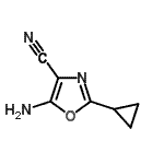structure of CAS# 196411-04-8, 5-Amino-2-Cyclopropyl-1,3-Oxazole-4-Carbonitrile;5-Amino-2-cyclopropyloxazole-4-carbonitrile;5-Amino-4<wbr>-cyano-2-<wbr>cycloprop<wbr>yl-1,3-ox<wbr>azole, (5<wbr>-Amino-4-<wbr>cyano-1,3<wbr>-oxazol-2<wbr>-yl)cyclo<wbr>propane;5-Amino-4-cyano-2-cyclopropyloxazole