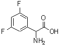 structure of CAS# 199327-33-8, Amino(3,5-Difluorophenyl)Acetic Acid;2-amino-2-(3,5-difluorophenyl)acetic acid;3,5-Difluoro-DL-phenylglycine 98%;Amino(3,5<wbr>-difluoro<wbr>phenyl)ac<wbr>etic acid<wbr>, 2-Amino<wbr>-2-(3,5-d<wbr>ifluoroph<wbr>enyl)etha<wbr>noic acid