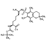 structure of CAS# 200125-12-8, (E)-N<Sup>5</Sup>-(Amino{[(2,2,5,7,8-Pentamethyl-3,4-Dihydro-2H-Chromen-6-Yl)Sulfonyl]Amino}Methylene)-N<Sup>2</Sup>-{[(2-Methyl-2-Propanyl)Oxy]Carbonyl}-L-Ornithine;Nα-Boc-Nω<wbr>-(2,2,4,6<wbr>,7-pentam<wbr>ethylchro<wbr>man-6-suf<wbr>onyl)-L-a<wbr>rginine