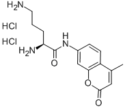 structure of CAS# 201854-09-3, (2S)-2,5-Diamino-N-(4-Methyl-2-Oxo-2H-1-Benzopyran-7-Yl)-Pentanamide Hydrochloride (1:2);L-ORNITHINE 7-AMIDO-4-METHYLCOUMARIN DIHYDROCHLORIDE;ORNITHINE-AMC 2 HCL;H-ORN-AMC 2 HCL