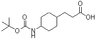structure of CAS# 204245-65-8, 3-[4-({[(2-Methyl-2-Propanyl)Oxy]Carbonyl}Amino)Cyclohexyl]Propanoic Acid