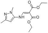 structure of CAS# 20481-33-8, 2-[[(1,3-Dimethyl-1H-Pyrazol-5-Yl)Amino]Methylene]-Propanedioic Acid 1,3-Diethyl Ester;DIETHYL 2-[[(1,3-DIMETHYL-1H-PYRAZOL-5-YL)AMINO]METHYLIDENE]MALONATE;ETHYL 3-(1,3-DIMETHYLPYRAZOL-5-YLAMINO)-2-(ETHOXYCARBONYL)ACRYLATE;Diethyl 2-((1,3-Dimethyl-1H-Pyrazol-5-Ylamino)Methylene)Malonate